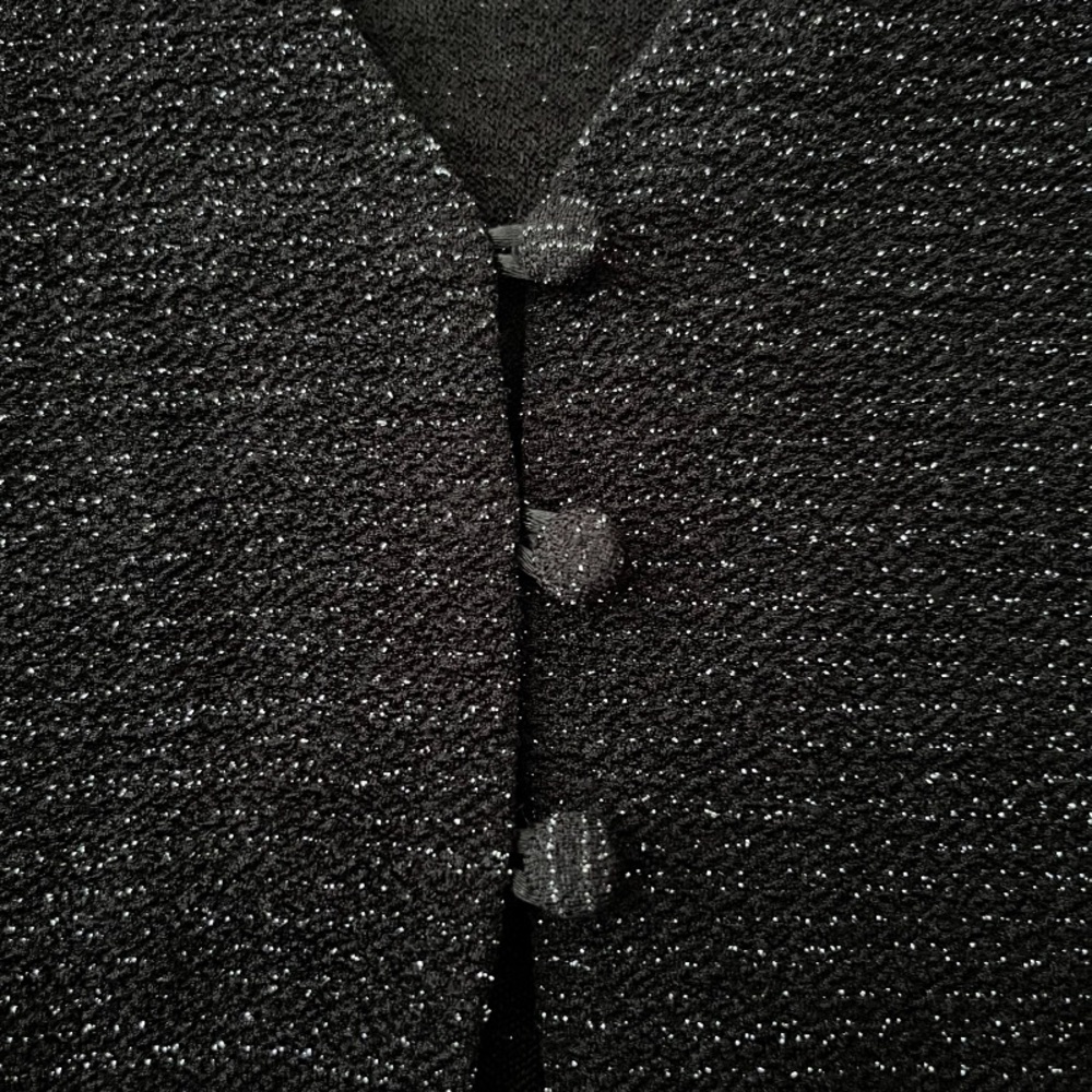 Vintage 80s Rabbit Rabbit Rabbit Black Metallic Sparkle‎ Long Line Cardigan - Picture 4 of 6